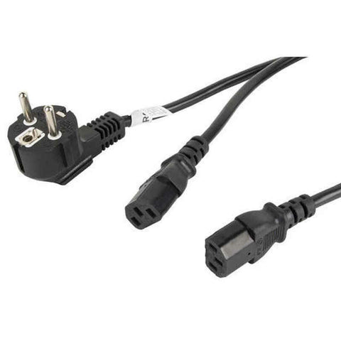 Power Cord Lanberg SCHUKO CEE 7/7 A 2X IEC320 C13 Black Power Cord Lanberg SCHUKO CEE 7/7 A 2X IEC320 C13 Black