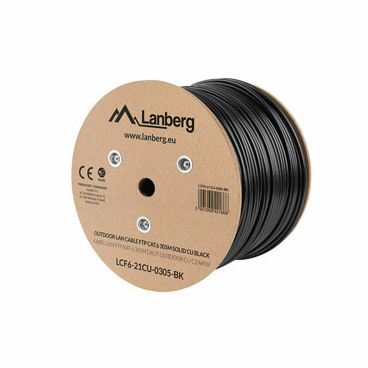 FTP Category 6 Rigid Network Cable Lanberg LCF6-21CU-0305-BK 305 m Black FTP Category 6 Rigid Network Cable Lanberg LCF6-21CU-0305-BK 305 m Black
