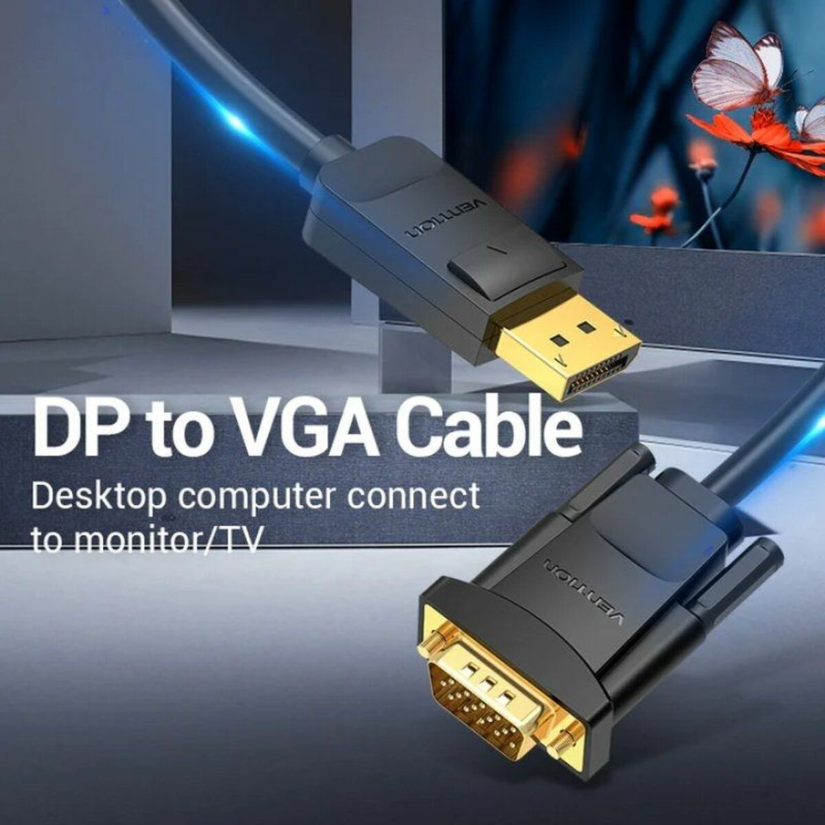 DisplayPort to VGA adapter Vention HBLBH Black 2 m DisplayPort to VGA adapter Vention HBLBH Black 2 m