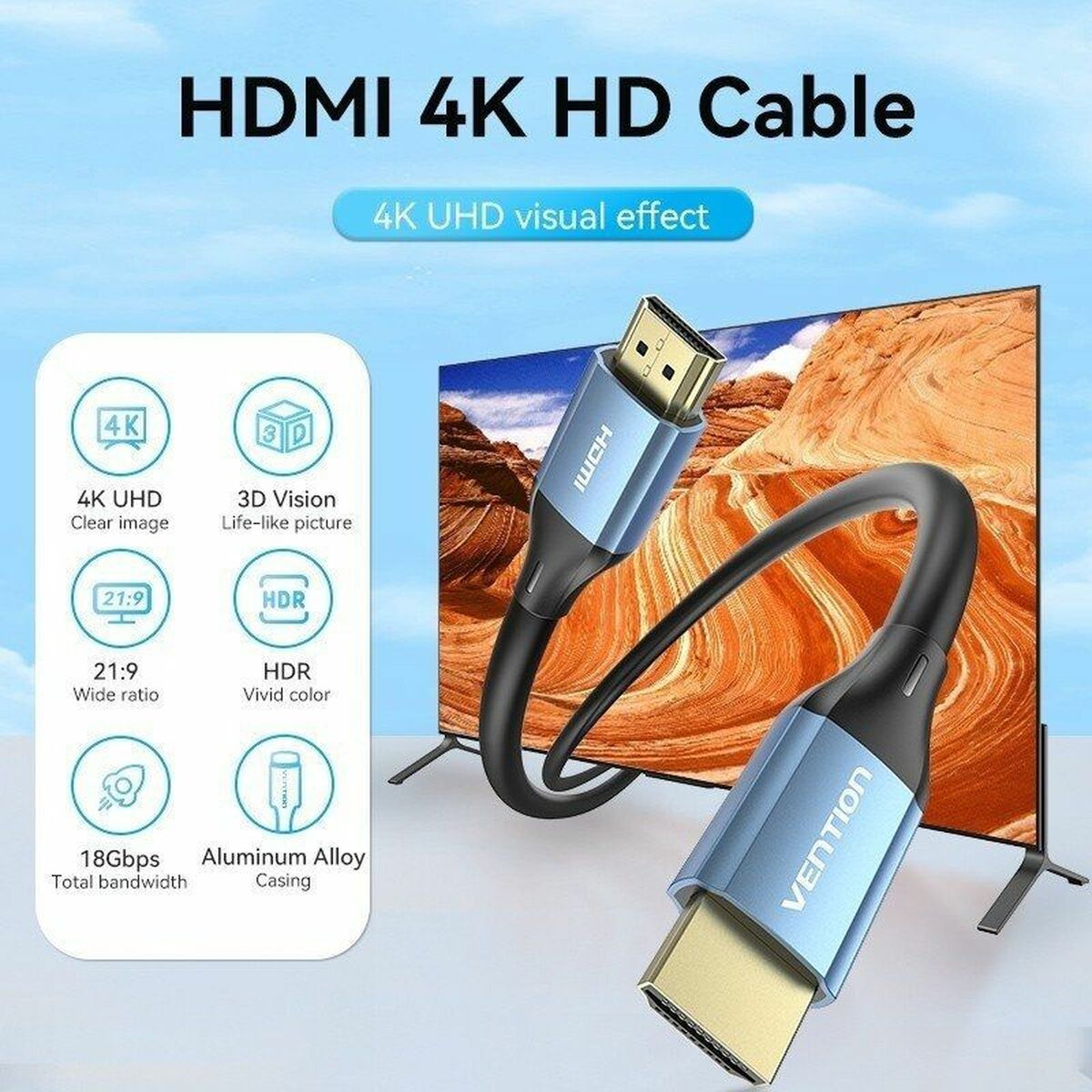 HDMI Cable Vention ALHSH 2 m Blue HDMI Cable Vention ALHSH 2 m Blue