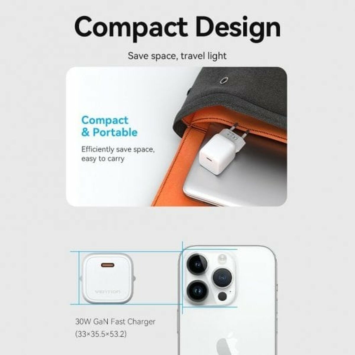 Wall Charger Vention FAKG0-EU Green 30 W USB-C Wall Charger Vention FAKG0-EU Green 30 W USB-C