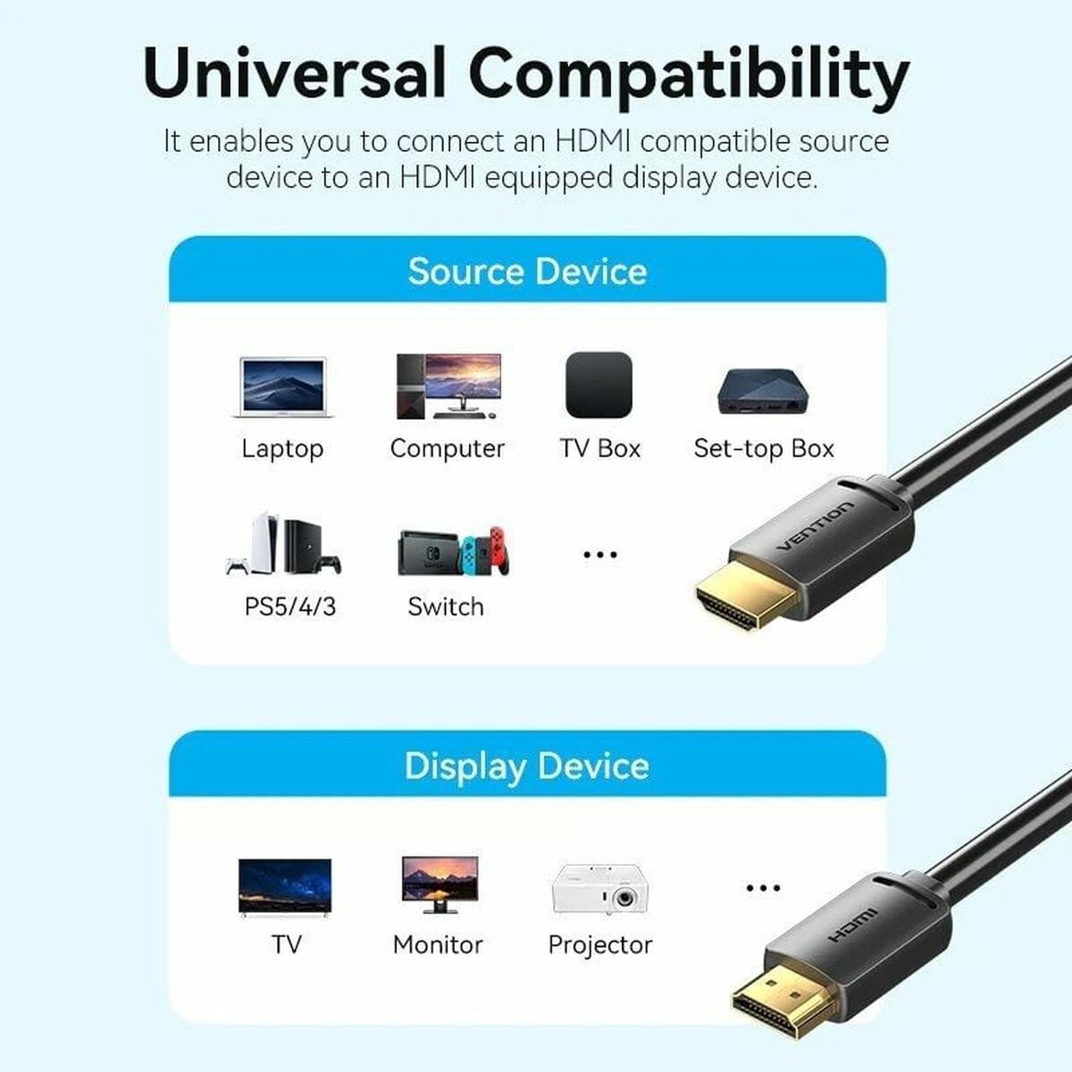 HDMI Cable Vention ALJBJ 5 m Black HDMI Cable Vention ALJBJ 5 m Black