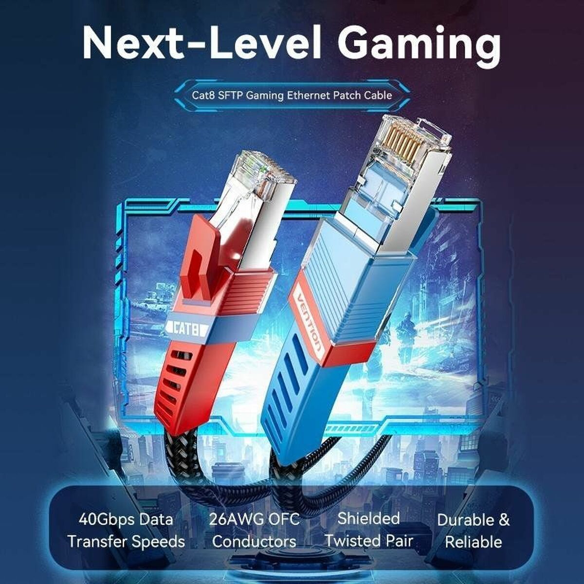 S/FTP Category 8 Rigid Network Cable Vention IKJBF Black S/FTP Category 8 Rigid Network Cable Vention IKJBF Black