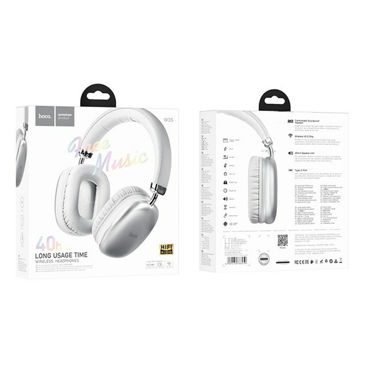 Bluetooth Headphones Hoco W35 Silver Bluetooth Headphones Hoco W35 Silver