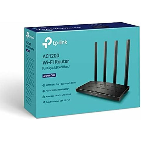 Router TP-Link Archer C6U Black USB USB 2.0 RJ45 Ethernet LAN Wi-Fi 5 GHz Router TP-Link Archer C6U Black USB USB 2.0 RJ45 Ethernet LAN Wi-Fi 5 GHz