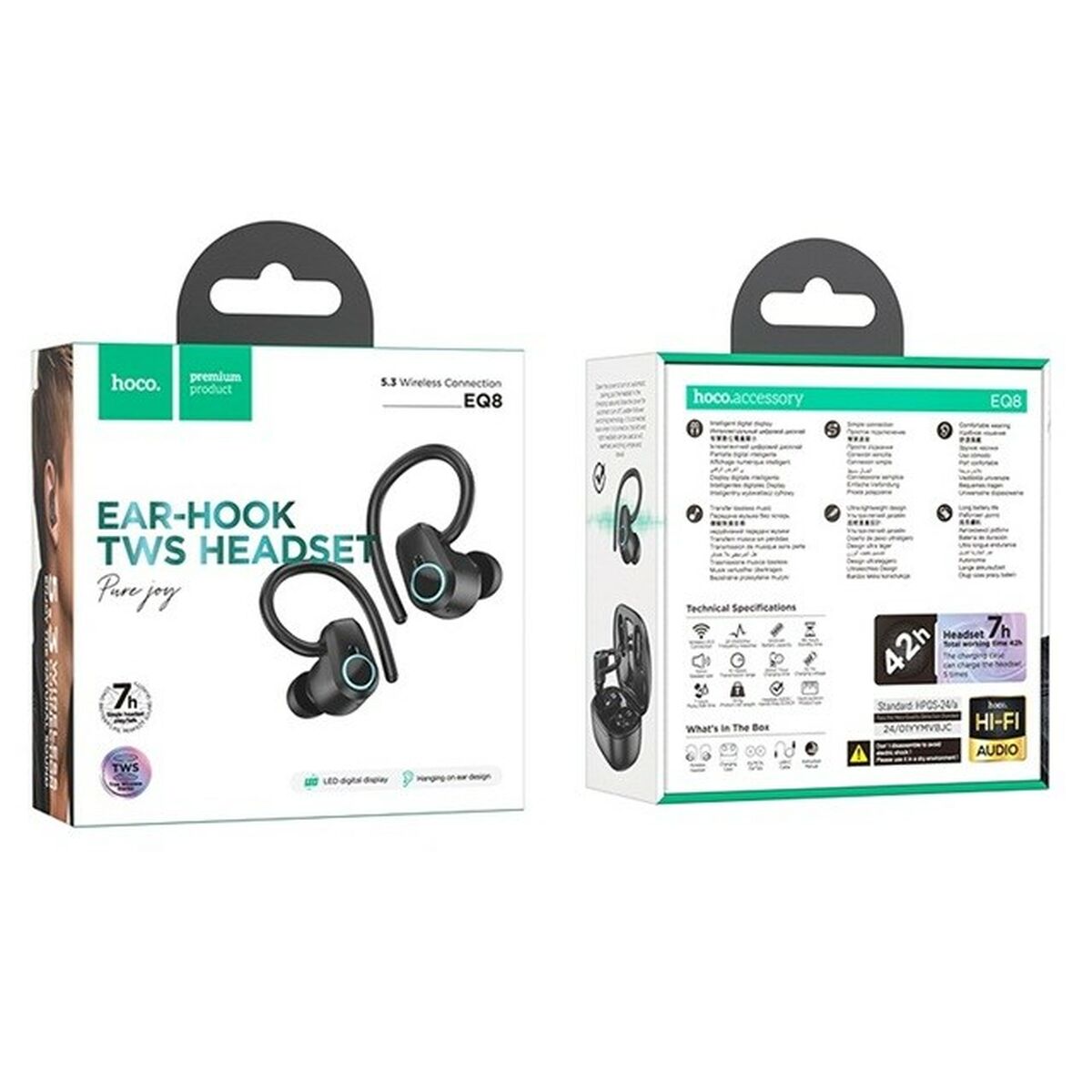 Wireless Earphones with Charging Case Hoco EQ8 Pure Joy Black Wireless Earphones with Charging Case Hoco EQ8 Pure Joy Black