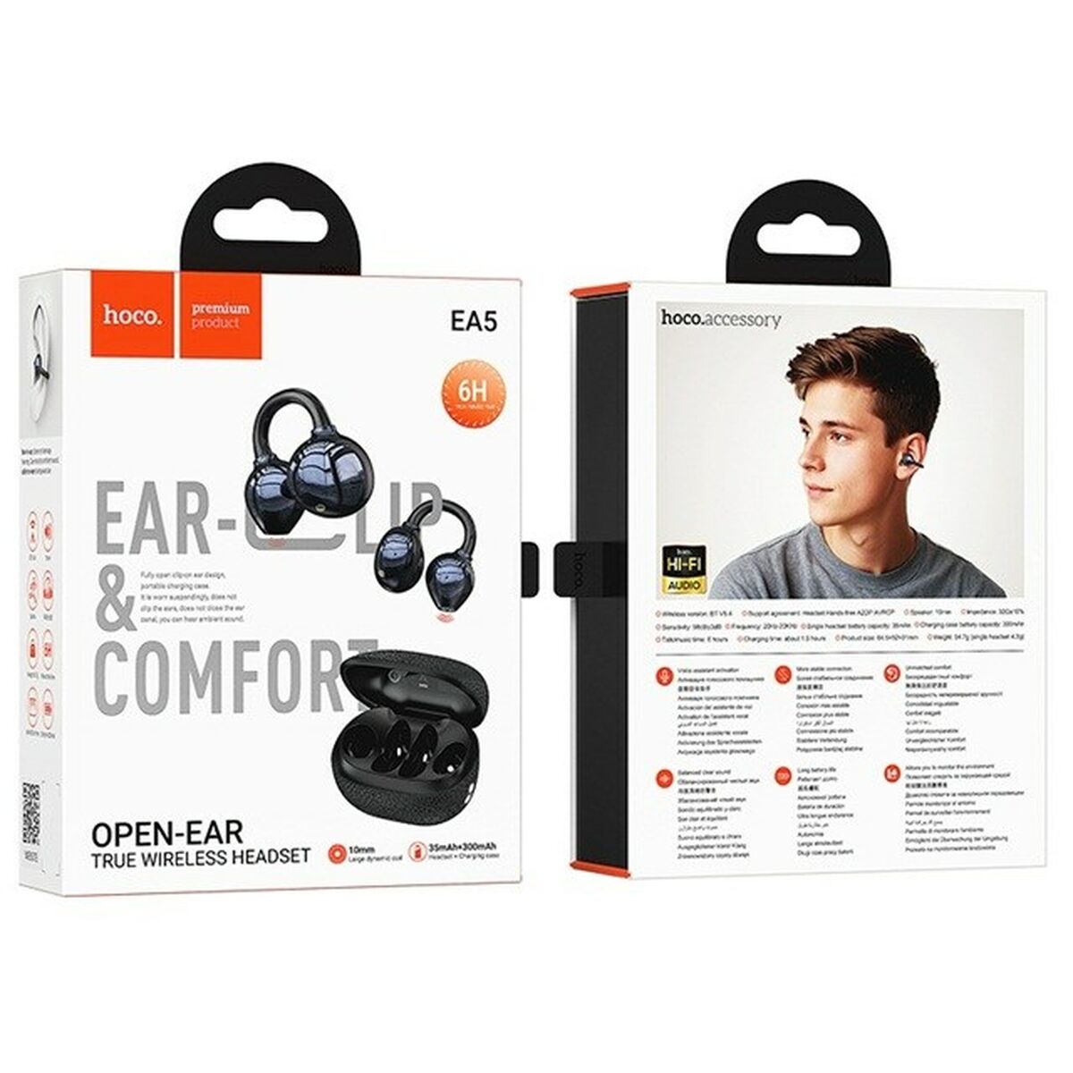 Wireless Earphones with Charging Case Hoco EA5 DUKE III Black Wireless Earphones with Charging Case Hoco EA5 DUKE III Black