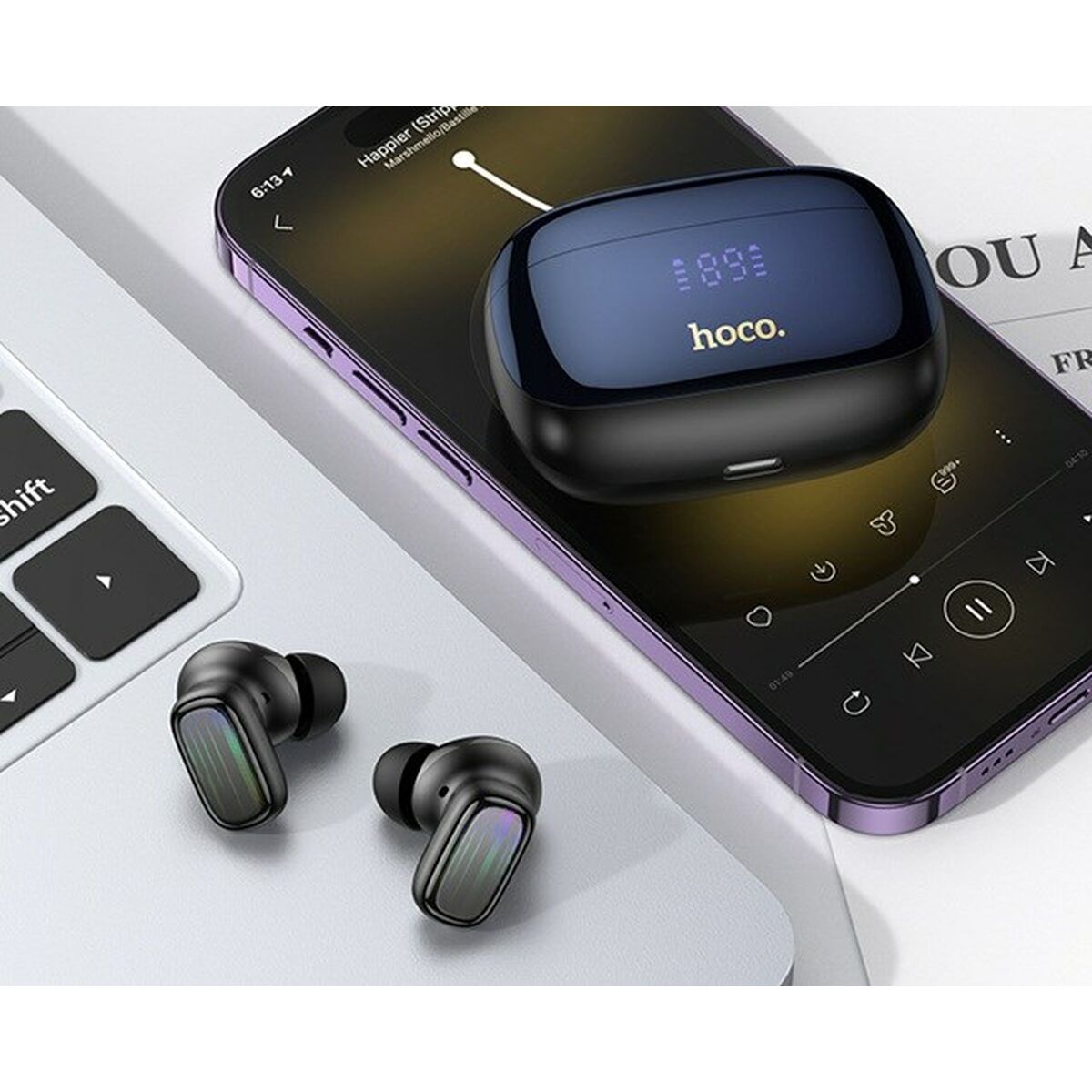 Wireless Earphones with Charging Case Hoco EQ20 Rhyme Black Wireless Earphones with Charging Case Hoco EQ20 Rhyme Black