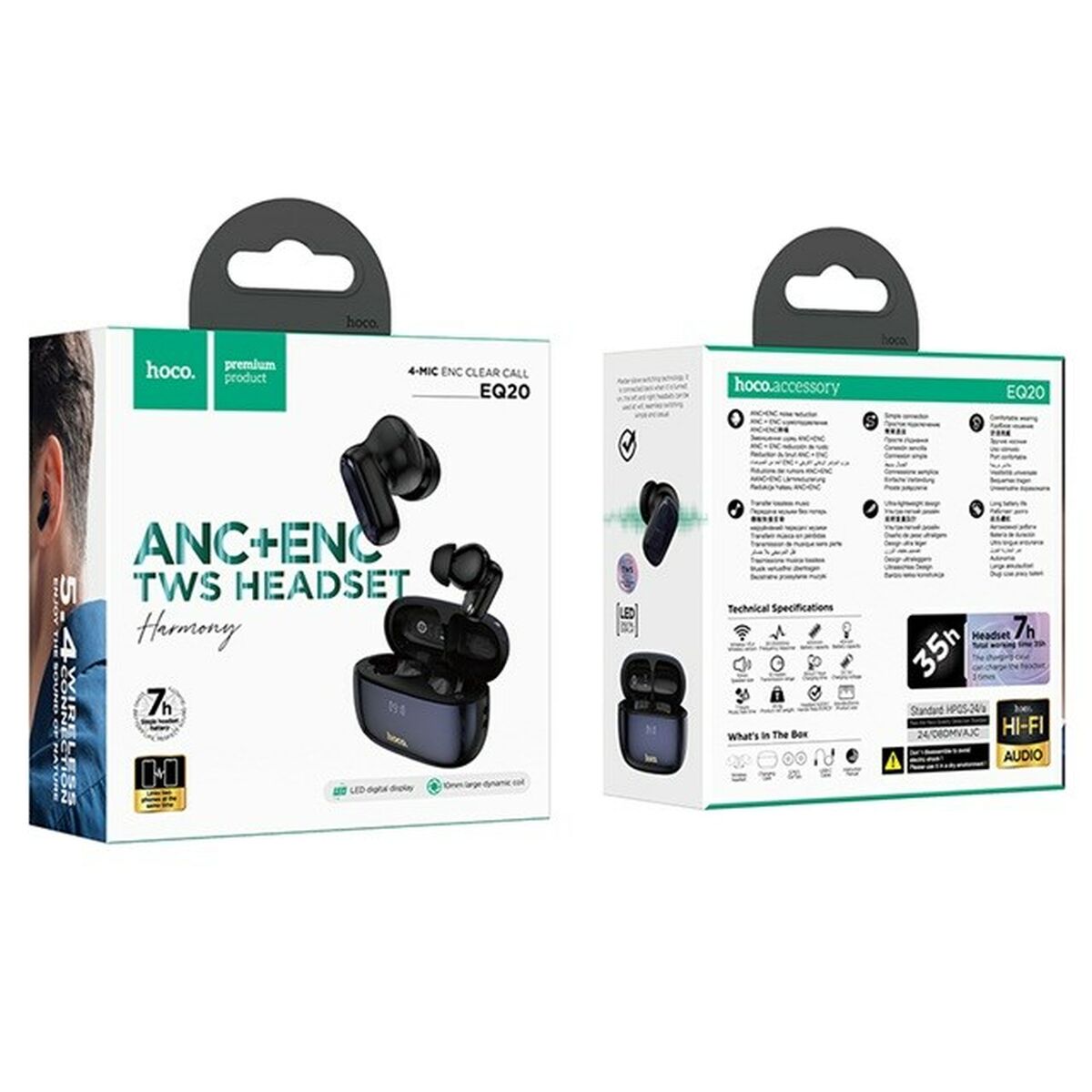 Wireless Earphones with Charging Case Hoco EQ20 Rhyme Black Wireless Earphones with Charging Case Hoco EQ20 Rhyme Black