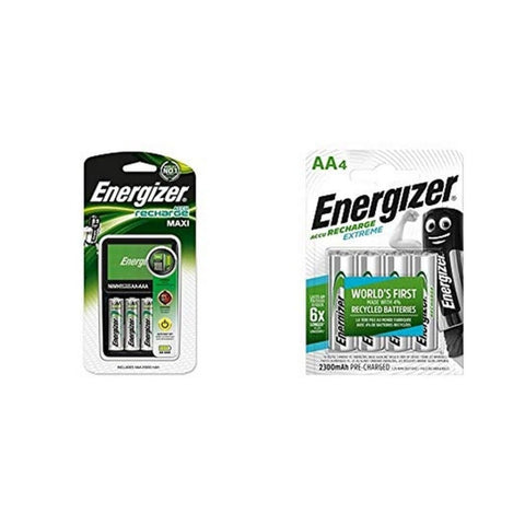 Charger + Rechargeable Batteries Energizer Maxi Charger AA AAA HR6 (4 Units) Charger + Rechargeable Batteries Energizer Maxi Charger AA AAA HR6 (4 Units)