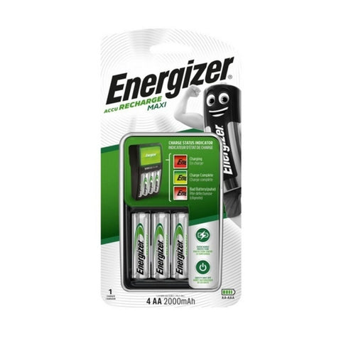 Charger + Rechargeable Batteries Energizer Maxi Charger AA AAA HR6 (4 Units) Charger + Rechargeable Batteries Energizer Maxi Charger AA AAA HR6 (4 Units)