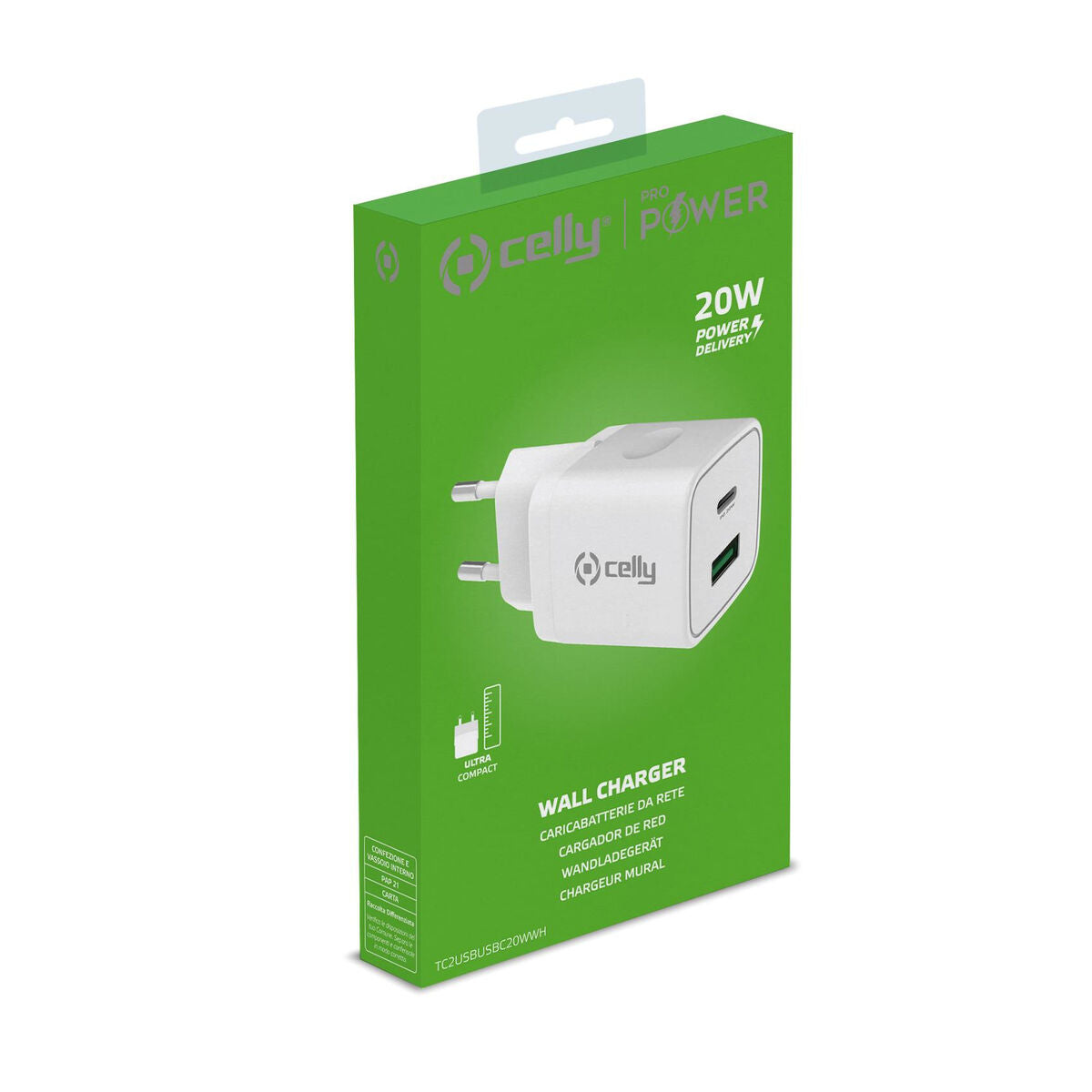 Wall Charger 2-in-1 Celly White 20 W Wall Charger 2-in-1 Celly White 20 W