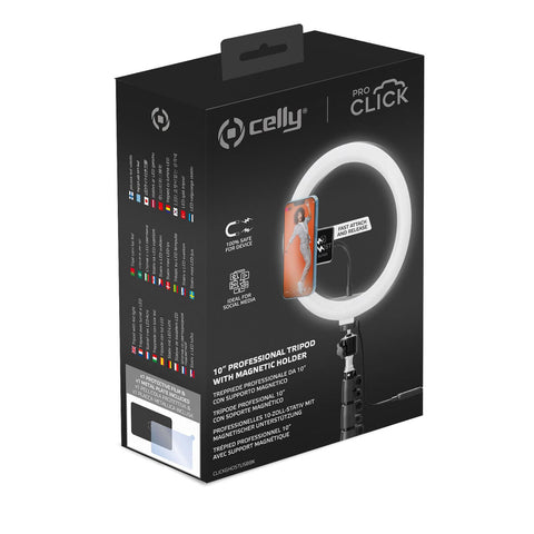Selfie Ring Light with Tripod and Remote Celly CLICKGHOSTUSBBK Selfie Ring Light with Tripod and Remote Celly CLICKGHOSTUSBBK