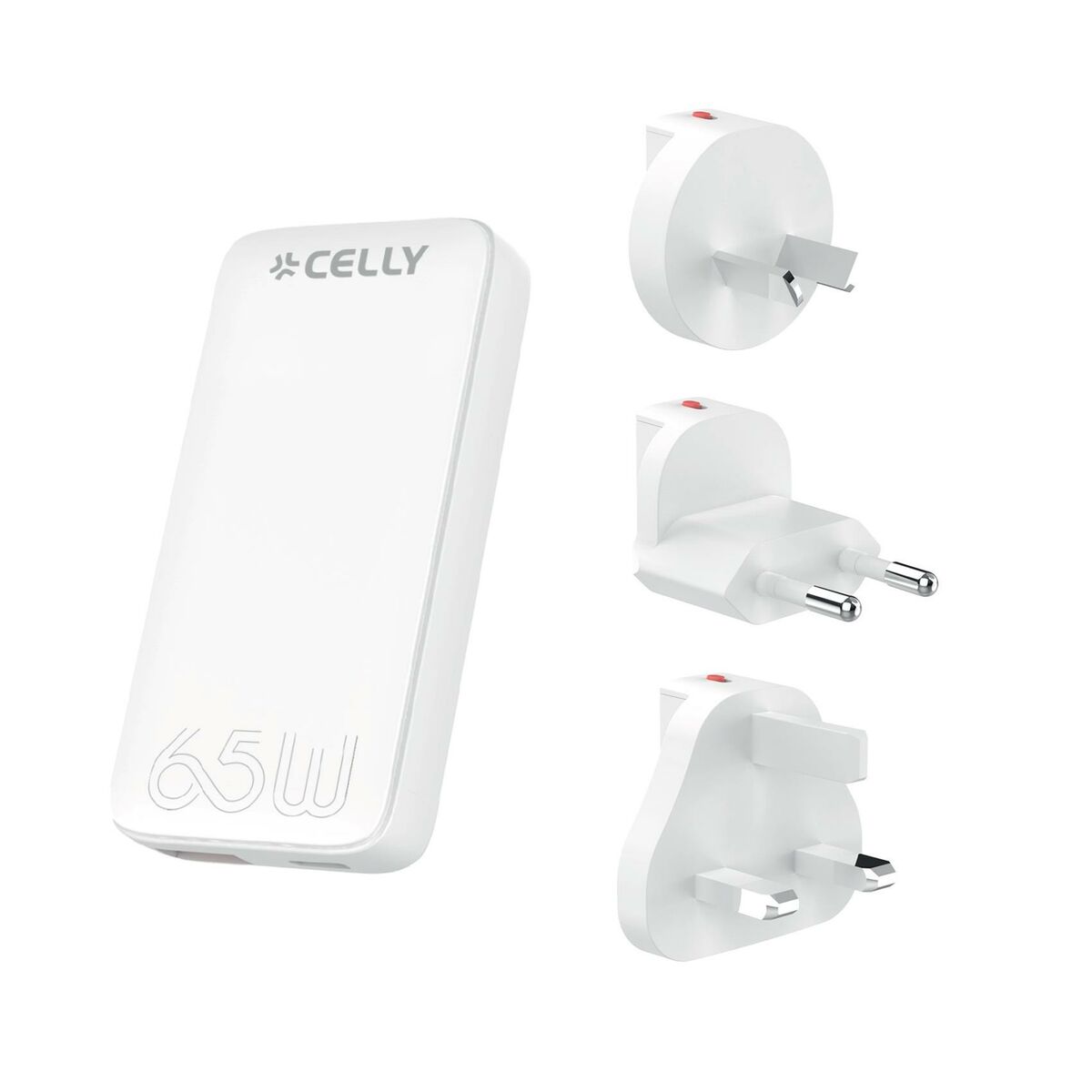 Wall Charger Celly TCTRAVELUNI65W White 65 W Wall Charger Celly TCTRAVELUNI65W White 65 W