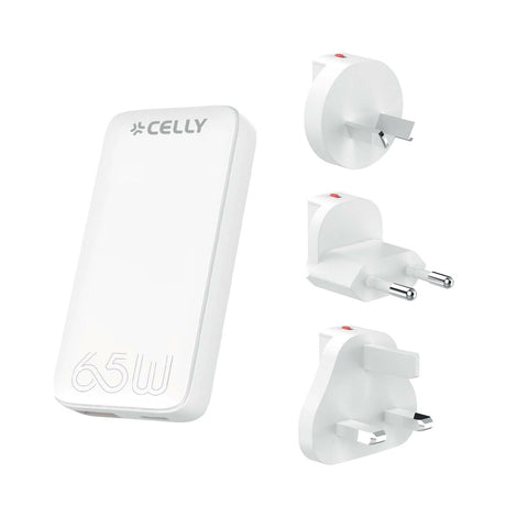 Wall Charger Celly TCTRAVELUNI65W White 65 W Wall Charger Celly TCTRAVELUNI65W White 65 W