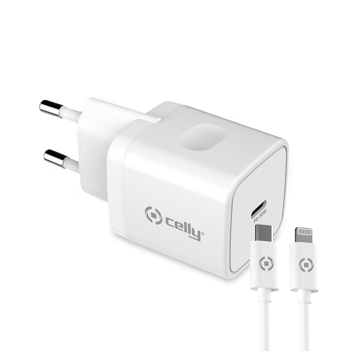 Wall Charger + USB C Cable Celly iPhone White 20 W Wall Charger + USB C Cable Celly iPhone White 20 W