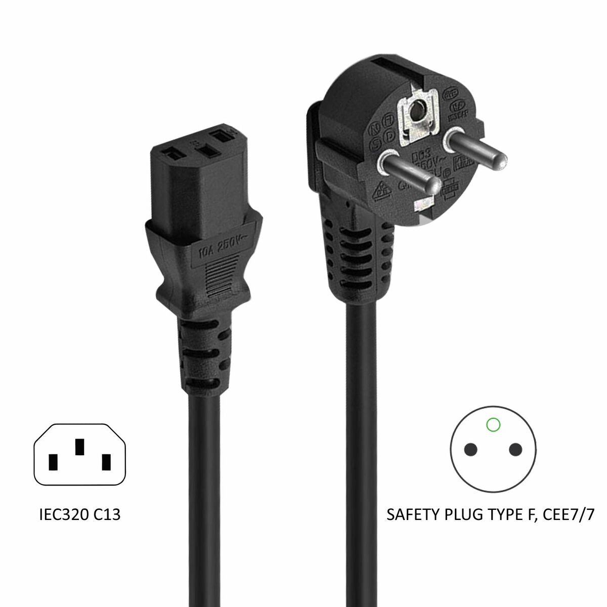 Power Cord Ewent EW-190100-030-N-P Black Multicolour 3 m Power Cord Ewent EW-190100-030-N-P Black Multicolour 3 m