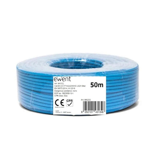 UTP Category 6 Rigid Network Cable Ewent IM1222 Blue 50 m UTP Category 6 Rigid Network Cable Ewent IM1222 Blue 50 m