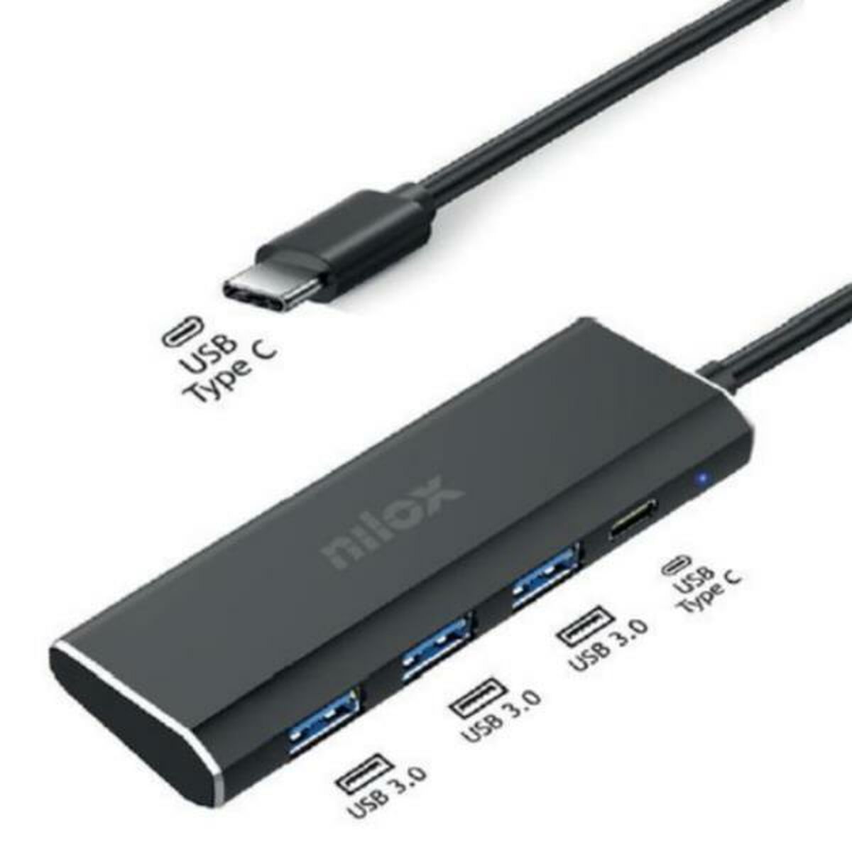 USB Hub Nilox NXHUBUSBC03 Black USB Hub Nilox NXHUBUSBC03 Black