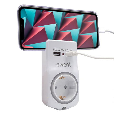 Wall Plug with 2 USB Ports Ewent EW1225 16A 3680 W White 10 W Wall Plug with 2 USB Ports Ewent EW1225 16A 3680 W White 10 W