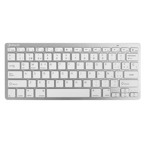 Keyboard Silver HT Teclado Inalámbrico Colors Edition - Blanco Spanish Qwerty Silver Keyboard Silver HT Teclado Inalámbrico Colors Edition - Blanco Spanish Qwerty Silver