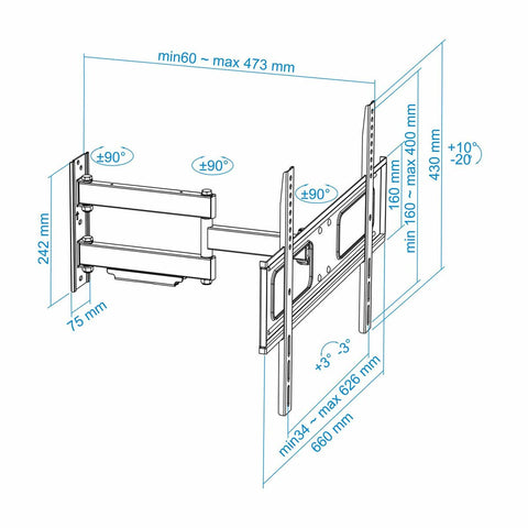 TV Wall Mount with Arm TooQ LP6070TN-B 37"-70" TV Wall Mount with Arm TooQ LP6070TN-B 37"-70"