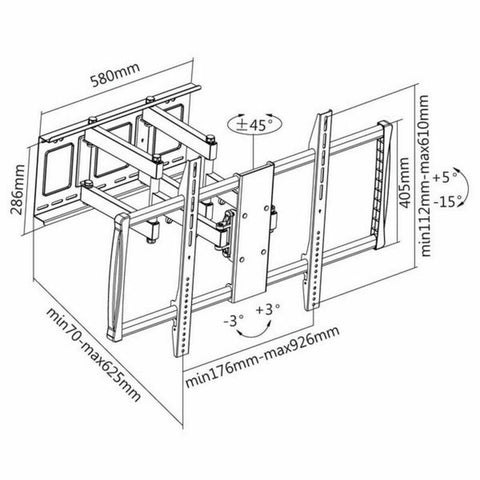 TV Wall Mount with Arm TooQ LP75100TN-B 60"-100" 60" TV Wall Mount with Arm TooQ LP75100TN-B 60"-100" 60"
