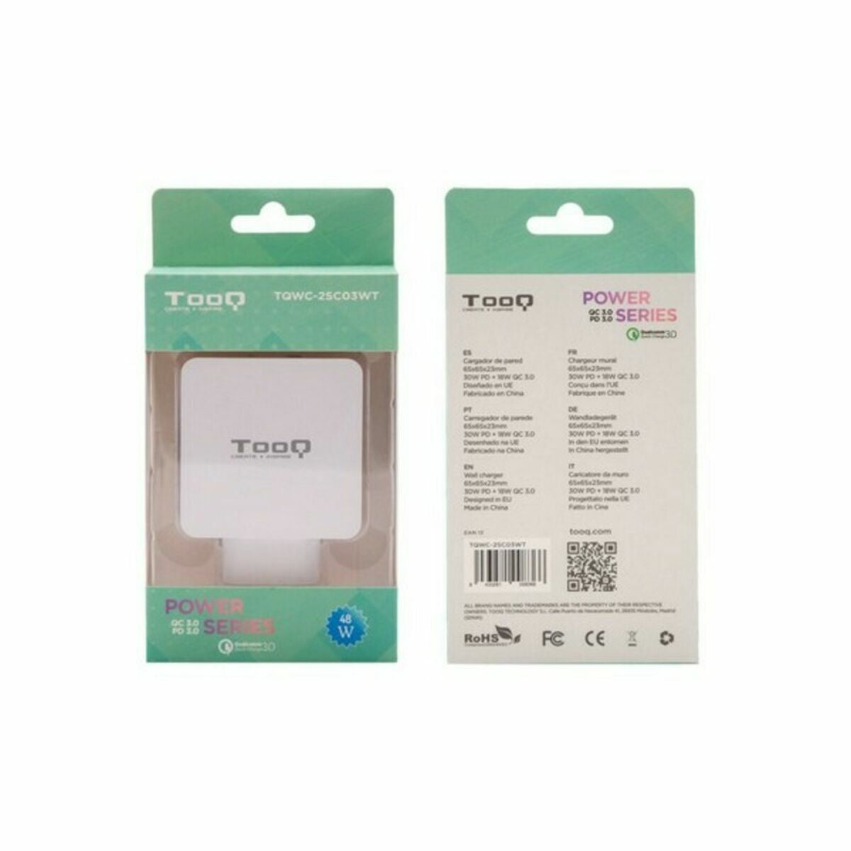 USB Wall Charger TooQ TQWC-2SC03WT White 48 W USB Wall Charger TooQ TQWC-2SC03WT White 48 W