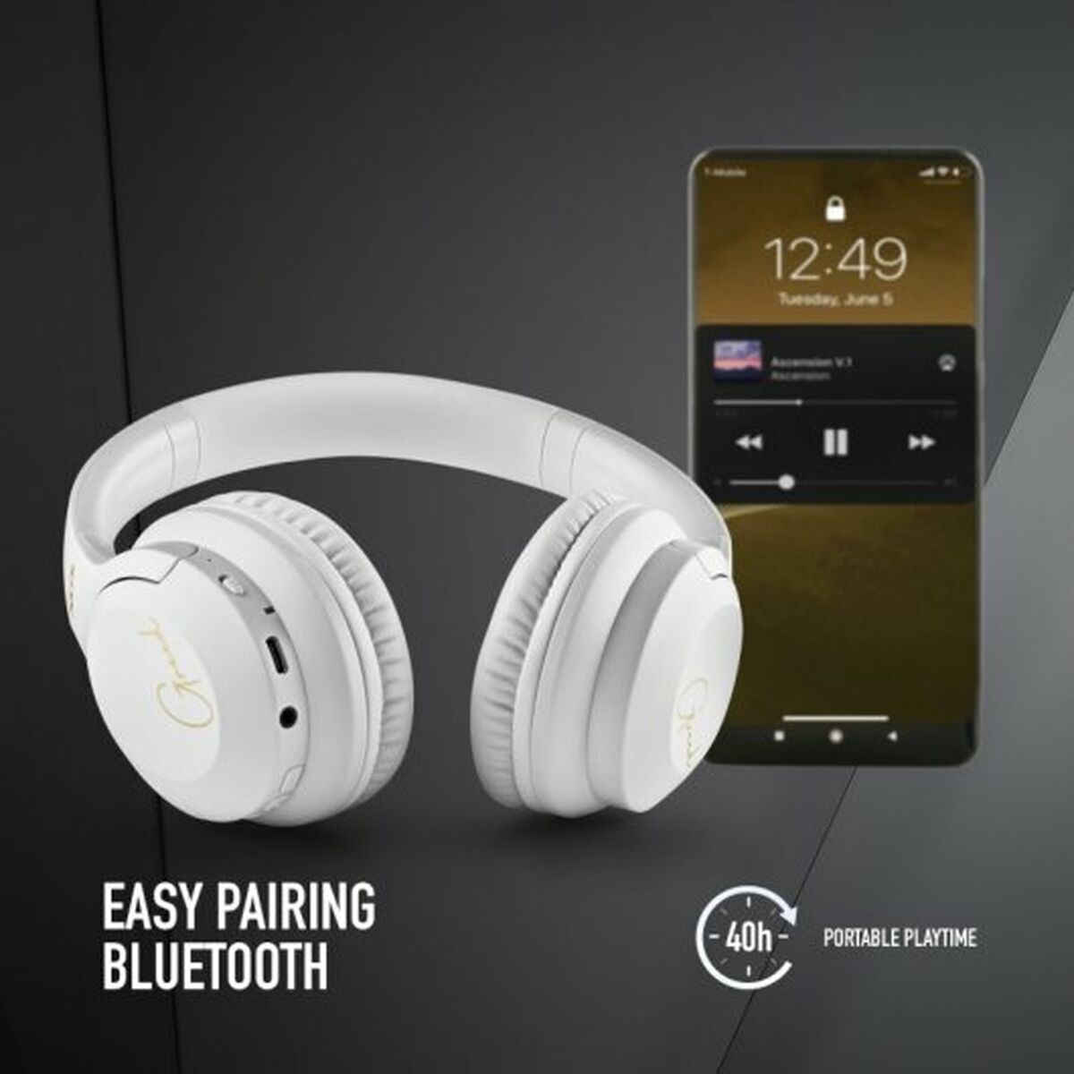 Bluetooth Headset with Microphone NGS ARTICAGREEDWHITE White Bluetooth Headset with Microphone NGS ARTICAGREEDWHITE White
