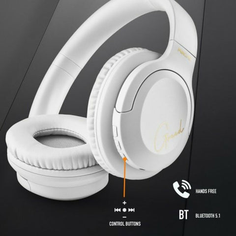 Bluetooth Headset with Microphone NGS ARTICAGREEDWHITE White Bluetooth Headset with Microphone NGS ARTICAGREEDWHITE White