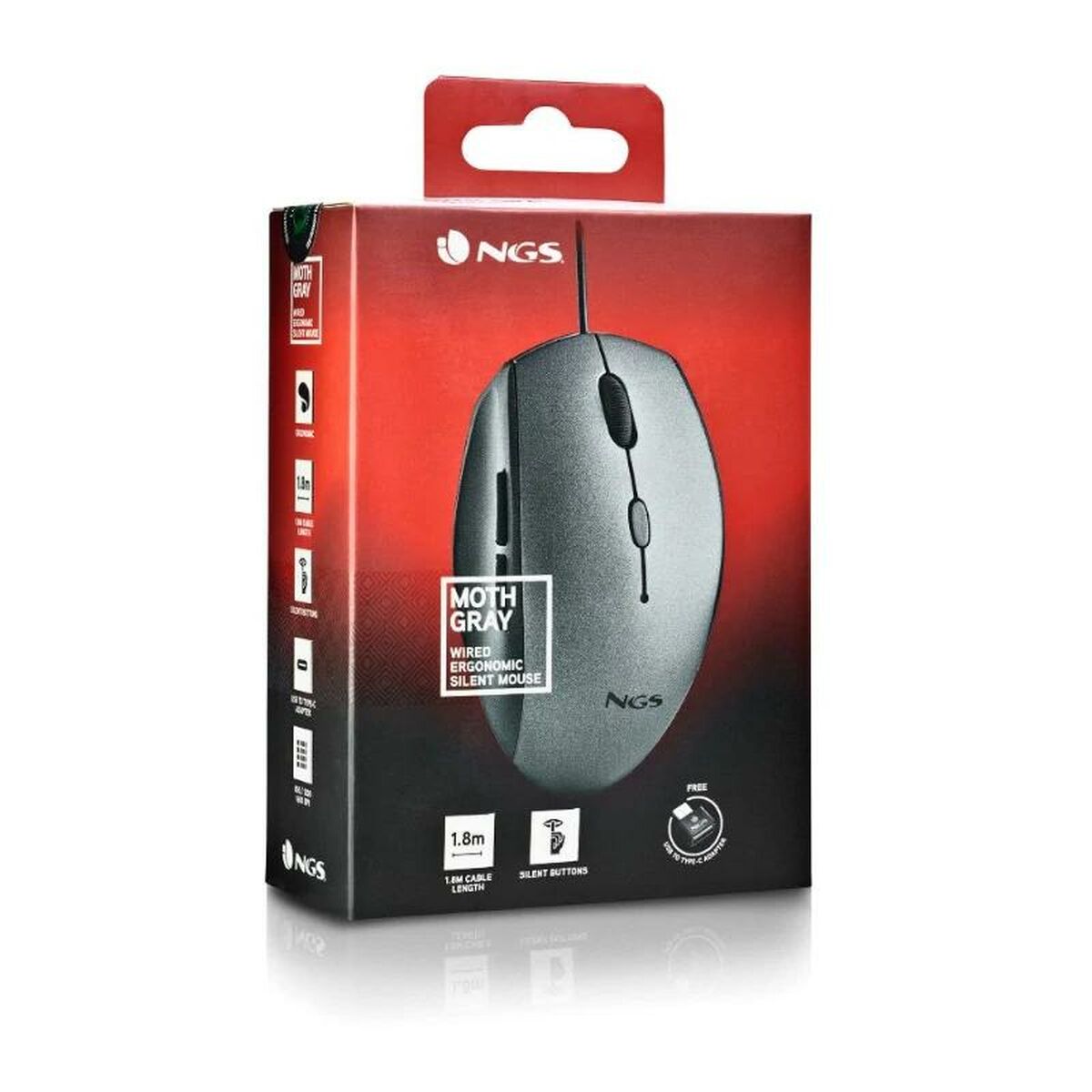 Mouse NGS MOTHGRAY Grey 1600 dpi (1 Unit) Mouse NGS MOTHGRAY Grey 1600 dpi (1 Unit)