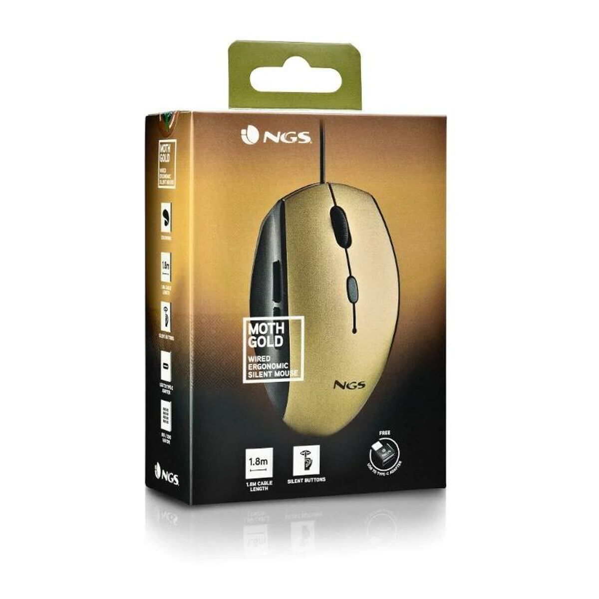 Mouse NGS MOTHGOLD 1600 dpi Golden (1 Unit) Mouse NGS MOTHGOLD 1600 dpi Golden (1 Unit)