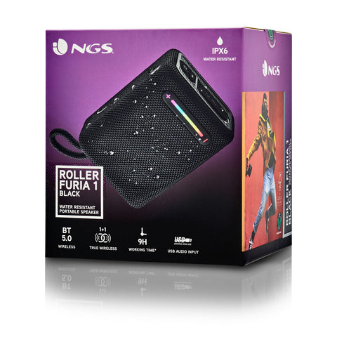 Portable Bluetooth Speakers NGS Roller Furia 1 Black Black 15 W Portable Bluetooth Speakers NGS Roller Furia 1 Black Black 15 W