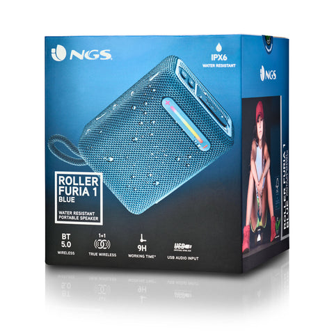 Portable Bluetooth Speakers NGS Roller Furia 1 Blue Blue 15 W Portable Bluetooth Speakers NGS Roller Furia 1 Blue Blue 15 W