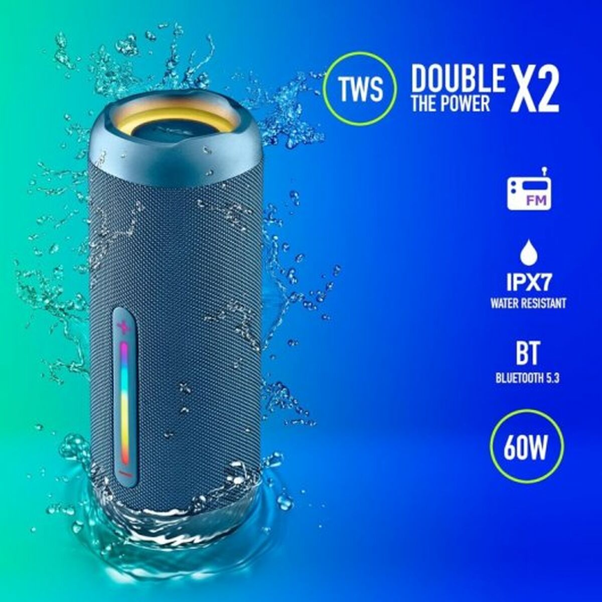 Portable Bluetooth Speakers NGS ROLLERFURIA3BLUE Blue 60 W Portable Bluetooth Speakers NGS ROLLERFURIA3BLUE Blue 60 W