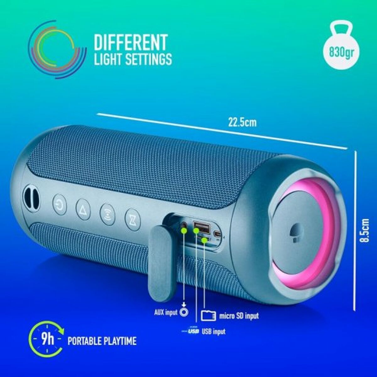 Portable Bluetooth Speakers NGS ROLLERFURIA3BLUE Blue 60 W Portable Bluetooth Speakers NGS ROLLERFURIA3BLUE Blue 60 W