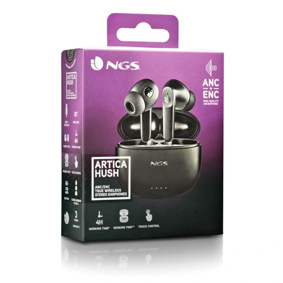 In-ear Bluetooth Headphones NGS ARTICAHUSH Black In-ear Bluetooth Headphones NGS ARTICAHUSH Black