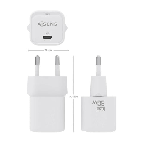 Wall Charger Aisens ASCH-30W1P018-W White 30 W (1 Unit) Wall Charger Aisens ASCH-30W1P018-W White 30 W (1 Unit)