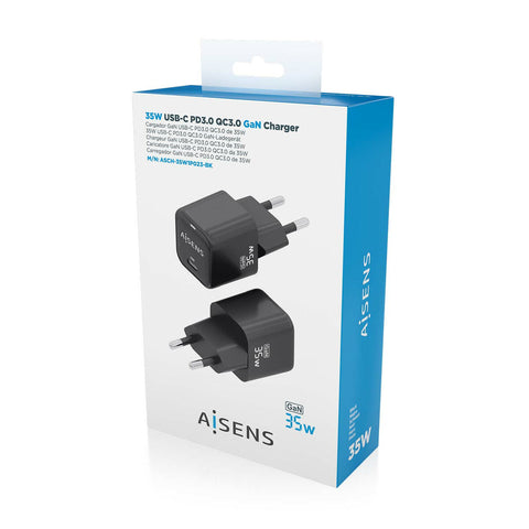 Wall Charger Aisens ASCH-35W1P023-BK Black 35 W (1 Unit) Wall Charger Aisens ASCH-35W1P023-BK Black 35 W (1 Unit)