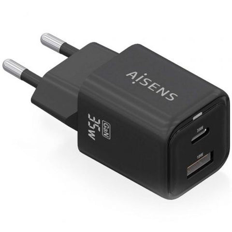 Wall Charger Aisens ASCH-35W2P025-BK Black 35 W (1 Unit) Wall Charger Aisens ASCH-35W2P025-BK Black 35 W (1 Unit)