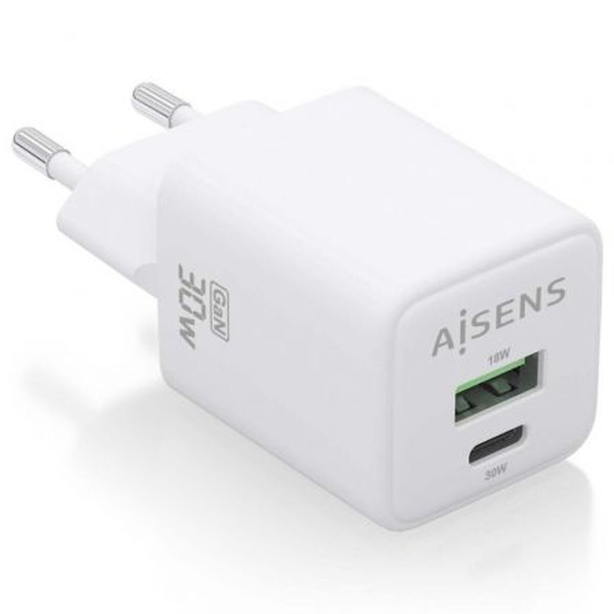 Wall Charger Aisens ASCH-30W2P037-W White 30 W (1 Unit) Wall Charger Aisens ASCH-30W2P037-W White 30 W (1 Unit)