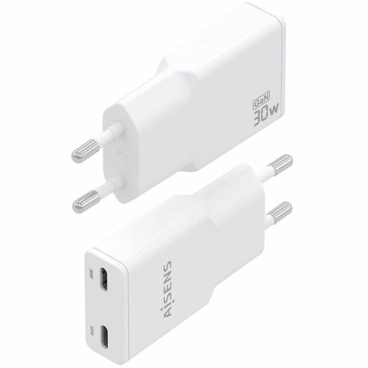 Wall Charger Aisens ASCH-30W2P048-W White 30 W Wall Charger Aisens ASCH-30W2P048-W White 30 W
