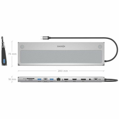 USB Hub Aisens ASUC-12P020-GR Grey 100 W 50 W USB Hub Aisens ASUC-12P020-GR Grey 100 W 50 W