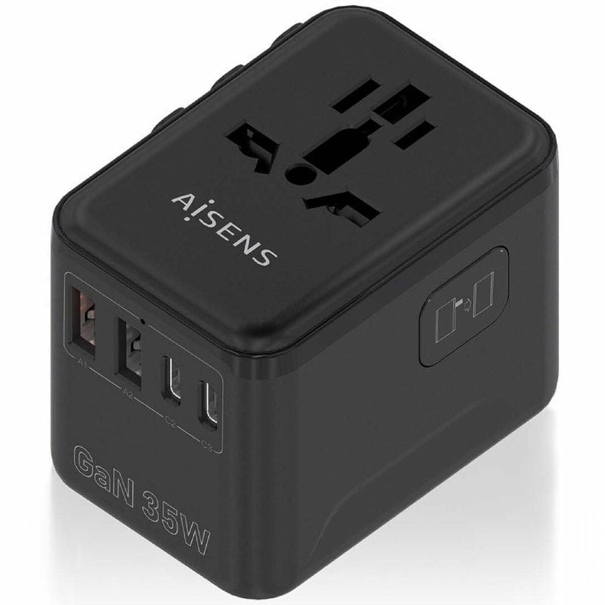 Wall Charger Aisens ASPS-2A3C09-BK 35 W Black Wall Charger Aisens ASPS-2A3C09-BK 35 W Black