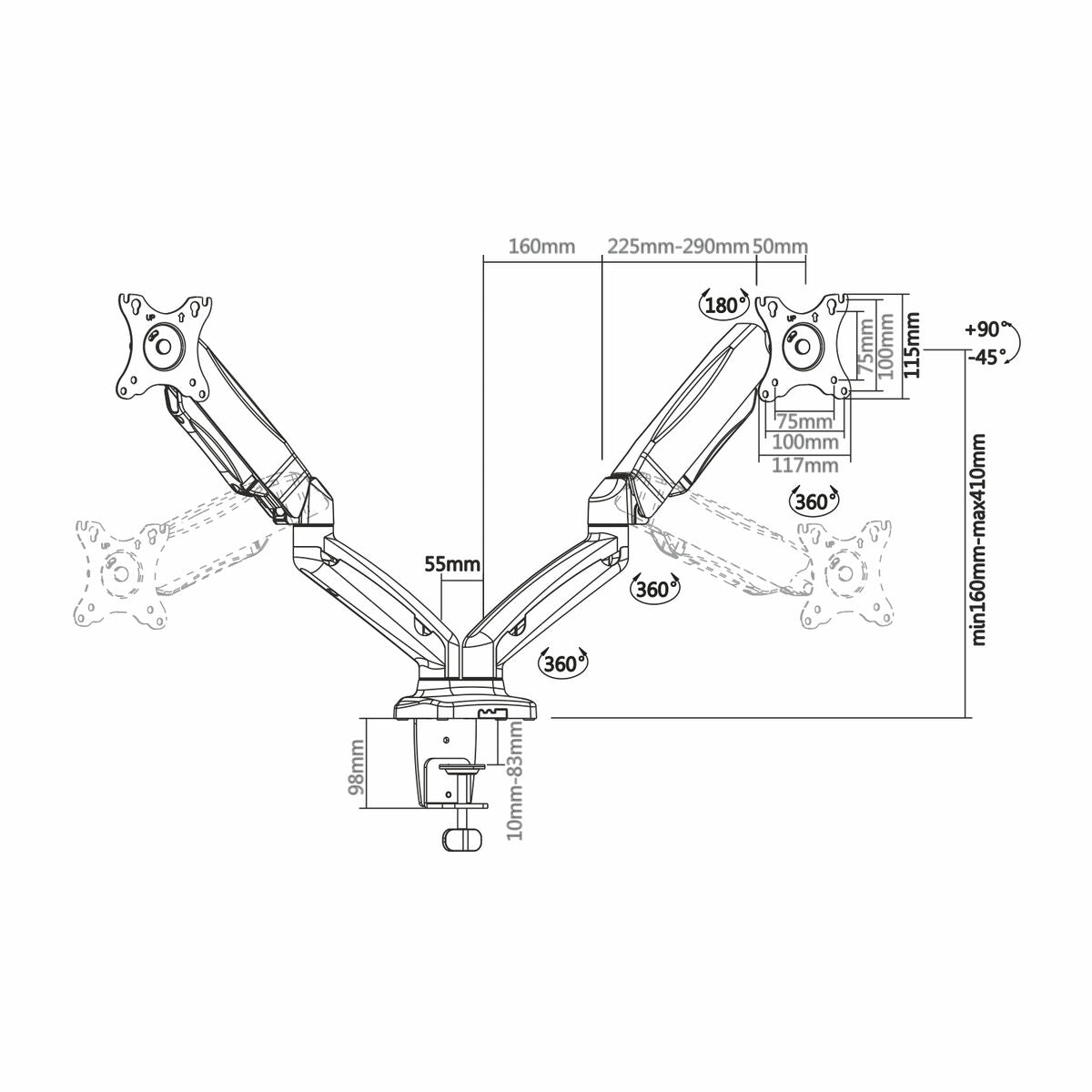 Screen Table Support Aisens DT27TSR-045 Black Screen Table Support Aisens DT27TSR-045 Black