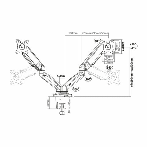 Screen Table Support Aisens DT27TSR-045 Black Screen Table Support Aisens DT27TSR-045 Black