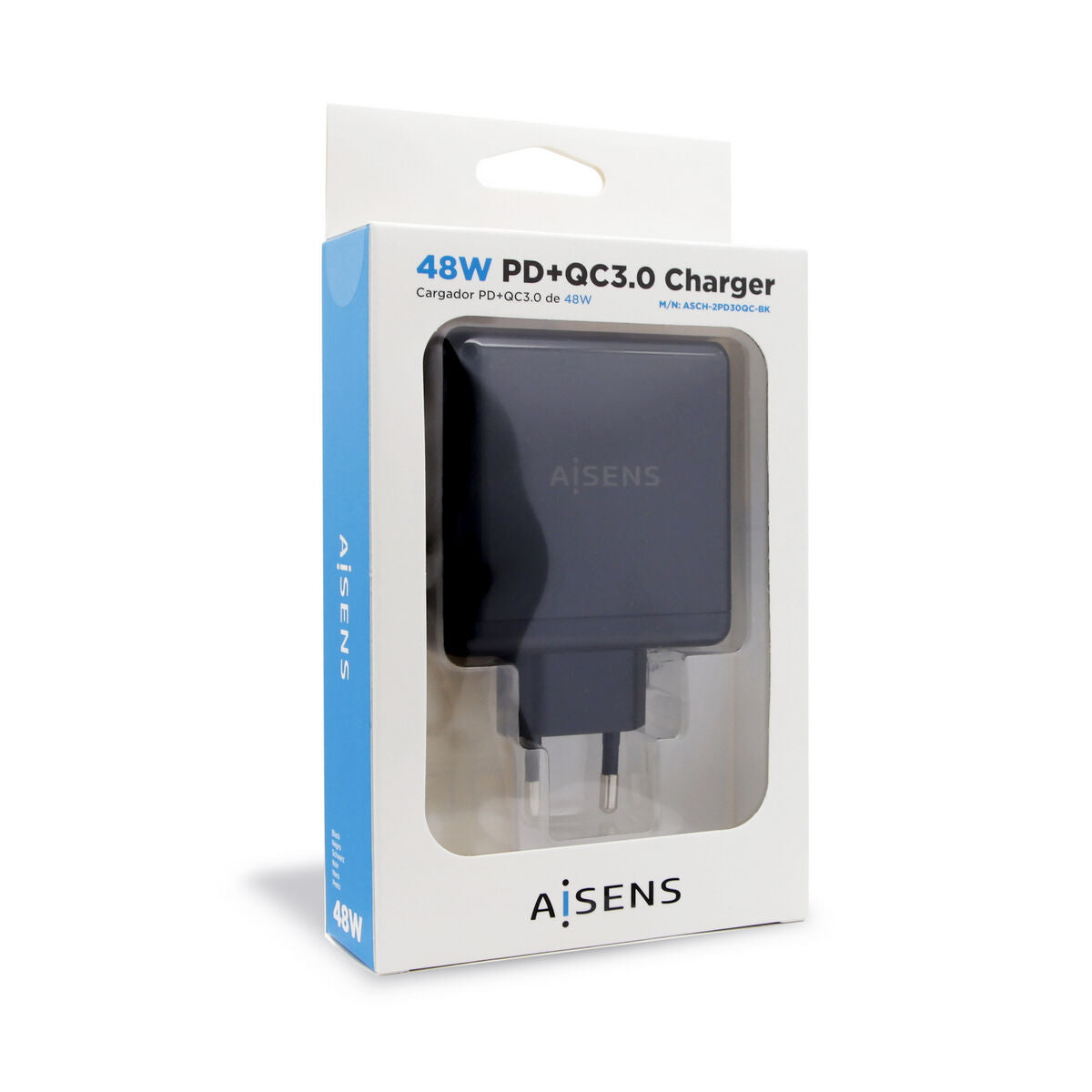 USB Wall Charger Aisens PD 3.0 USB-C 48 W Black USB Wall Charger Aisens PD 3.0 USB-C 48 W Black