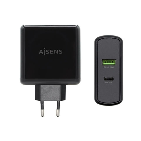 USB Wall Charger Aisens PD 3.0 USB-C 48 W Black USB Wall Charger Aisens PD 3.0 USB-C 48 W Black