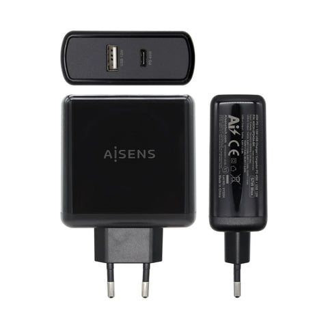 USB Wall Charger Aisens PD 3.0 USB-C 57 W Black USB Wall Charger Aisens PD 3.0 USB-C 57 W Black