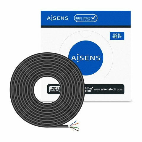 UTP Category 6 Rigid Network Cable Aisens AWG24 Black 100 m UTP Category 6 Rigid Network Cable Aisens AWG24 Black 100 m